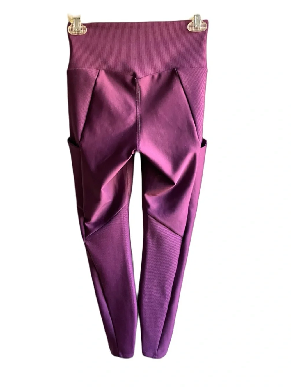 ALO Yoga Ribbed Airlift Size XS High Waist 7/8 Enchanted Leggings Purple Pockets